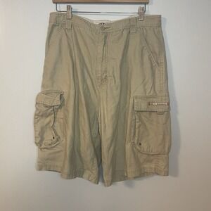 One Tough Brand OTB‎ Cargo Shorts Men's 36 Beige Pockets Y2K 90's